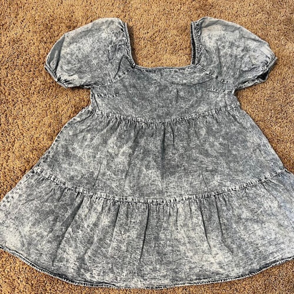 Short dress Oversize Blue Fabric with a pattern denim size S